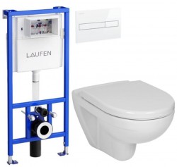 LAUFEN Rámový podomítkový modul CW1 SET s bílým tlačítkem + WC JIKA LYRA PLUS + SEDÁTKO DURAPLAST (H8946600000001BI LY6)