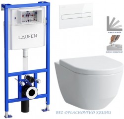 LAUFEN Rámový podomítkový modul CW1 SET s bílým tlačítkem + WC LAUFEN PRO RIMLESS + SEDÁTKO (H8946600000001BI LP1)