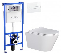 LAUFEN Rámový podomítkový modul CW1 SET s bílým tlačítkem + WC MYJOYS MY1 + SEDÁTKO (H8946600000001BI MY1)