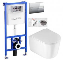 LAUFEN Rámový podomítkový modul CW1 SET s chromovým tlačítkem + WC DEANTE Jasmin se sedátkem RIMLESS (H8946600000001CR JA1)