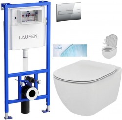 LAUFEN Rámový podomítkový modul CW1 SET s chromovým tlačítkem + WC Ideal Standard Tesi se sedátkem SoftClose, AquaBlade  (H8946600000001CR TE1)