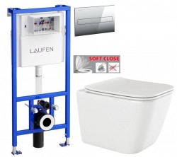 LAUFEN Rámový podomítkový modul CW1 SET s chromovým tlačítkem + WC INVENA PAROS  + SEDÁTKO (H8946600000001CR RO1)