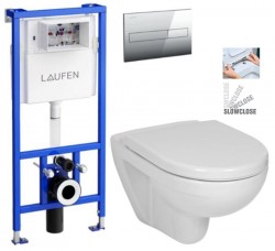 LAUFEN Rámový podomítkový modul CW1 SET s chromovým tlačítkem + WC JIKA LYRA PLUS + SEDÁTKO DURAPLAST SLOWCLOSE (H8946600000001CR LY5)