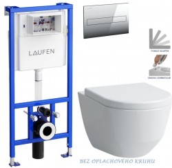 LAUFEN Rámový podomítkový modul CW1 SET s chromovým tlačítkem + WC LAUFEN PRO RIMLESS + SEDÁTKO (H8946600000001CR LP1)