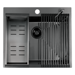 Laveo - Malawi - dřez 50x58 cm, 1-komora, s příslušenstvím, grafit (SLMA510D)