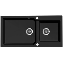 Laveo - Milos - dřez 50x98 cm, 2-komory, černý (SPM_B209)