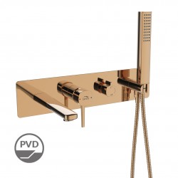 Laveo - Pola - podomítková vanová baterie se sprchovou soupravou, růžové zlato (BAP_811P)