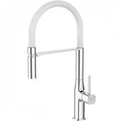 Laveo - Pola - stojánková dřezová baterie U, chrom/ bílá (BAP_678D)