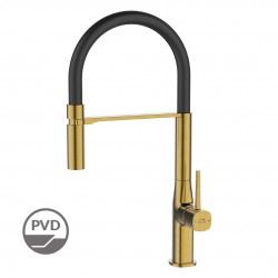 Laveo - Pola - stojánková dřezová baterie U, kartáčované zlato/ černá (BAP_G78B)