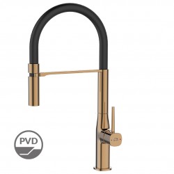 Laveo - Pola - stojánková dřezová baterie U, růžové zlato/ černá (BAP_878D)