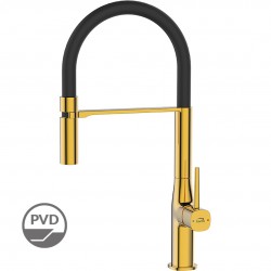 Laveo - Pola - stojánková dřezová baterie U, zlato/ černá (BAP_G78D)