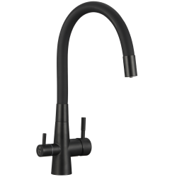Laveo - Riveco - dřezová baterie s elastickým ramenem,, připojení k vodnímu filtru, černá (BRI_B68D)
