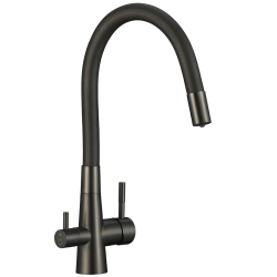 Laveo - Riveco - dřezová baterie s elastickým ramenem,, připojení k vodnímu filtru, grafit (BRI_968D)