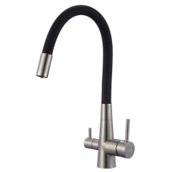 Laveo - Riveco - dřezová baterie s elastickým ramenem,, připojení k vodnímu filtru, kartáčovaná ocel (BRI_768D)