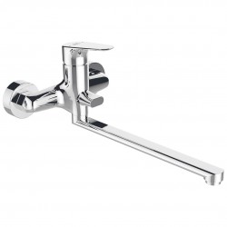 Laveo - Rondo - nástěnná vanová baterie s otočným ramínkem bez příslušenství, chrom (BLX_01FD)