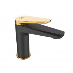 Laveo - Rubio  - stojánková umyvadlová baterie s výpustí, černo/ zlatá (BVR_722G)