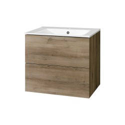 Mereo Aira, koupelnová skříňka s keramickým umyvadlem 61 cm, dub Halifax (CN740)
