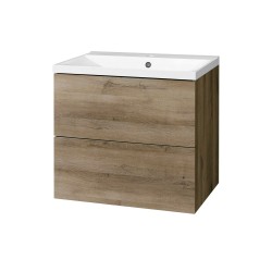 Mereo Aira, koupelnová skříňka s umyvadlem z litého mramoru 61 cm, dub Halifax (CN740M)