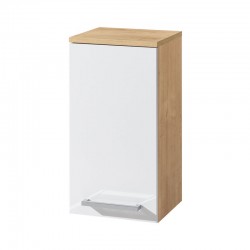 MEREO - Bino koupelnová skříňka horní 63 cm, levá , bílá/dub (CN675)