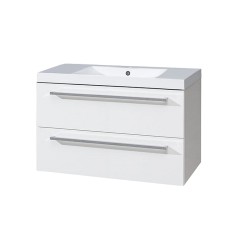 Mereo Bino, kúpeľňová skrinka s umývadlom z liateho mramoru 101 cm, biela (CN662M)