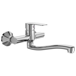 Mereo Dřezová nástěnná baterie, Sonáta, 150 mm, s ramínkem plochým vyhnutým 200 mm, chrom (CB301N)