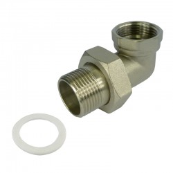 MEREO - Klum Šroubení radiátorové rohové, niklované, s plochým těsněním, 1/2“ (CR106)