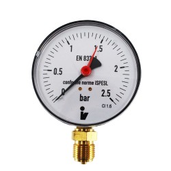 MEREO - Klum Tlakoměr 100 mm, 0 - 2,5bar, spodní vývod 1/2