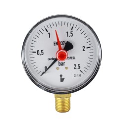 MEREO - Klum Tlakoměr 63 mm, 0 - 2,5bar, spodní vývod 1/4