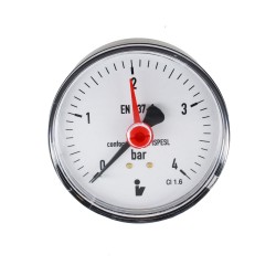 MEREO - Klum Tlakoměr 63 mm, 0 - 4bar, zadní vývod 1/4