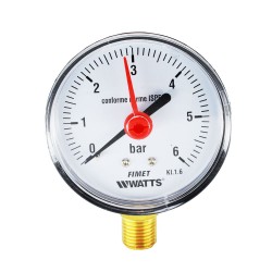 MEREO - Klum Tlakoměr 63 mm, 0 - 6bar, spodní vývod 1/4