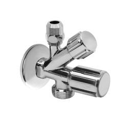 MEREO - Klum Ventil rohový pro pračku a WC se zpětnou klapkou a růžicí, pochrom. mosaz, 1/2