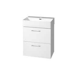 Mereo Leny, koupelnová skříňka s keramickým umyvadlem 50 cm, bíla, nové madlo (CN810N)