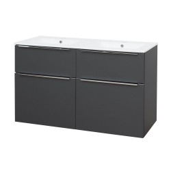 Mereo Mailo, koupelnová skříňka s keramickým umyvadlem 121 cm, antracit, elox AL madlo (CN533A)
