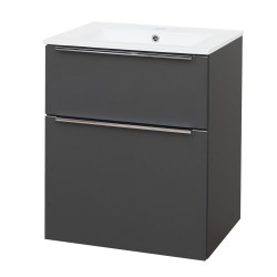 Mereo Mailo, koupelnová skříňka s keramickým umyvadlem 61 cm, antracit, elox AL madlo (CN530A)