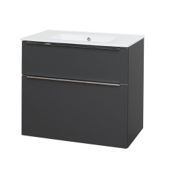Mereo Mailo, koupelnová skříňka s keramickým umyvadlem 81 cm, antracit, elox AL madlo (CN531A)