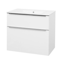 Mereo Mailo, koupelnová skříňka s keramickým umyvadlem 81 cm, bílá, elox AL madlo (CN511A)