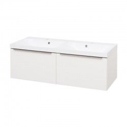 MEREO - Mailo, koupelnová skříňka s umyvadlem z litého mramoru 121 cm, bílá, chrom madlo (CN518M)