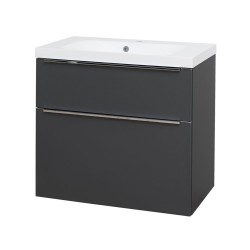 Mereo Mailo, koupelnová skříňka s umyvadlem z litého mramoru 81 cm, antracit, chrom madlo (CN531M)