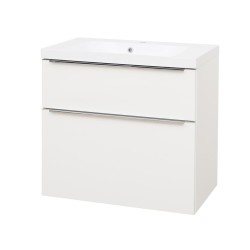 Mereo Mailo, koupelnová skříňka s umyvadlem z litého mramoru 81 cm, bílá, elox AL madlo (CN511MA)