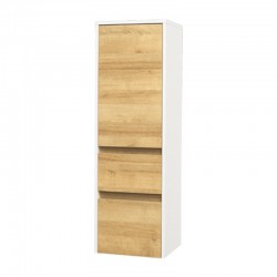 MEREO - Opto koupelnová skříňka vysoká 125 cm, pravé otevírání, bílá/dub Riviera (CN934P)