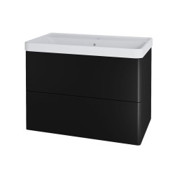 Mereo Siena, koupelnová skříňka s keramickým umyvadlem 81 cm, černá mat (CN441)