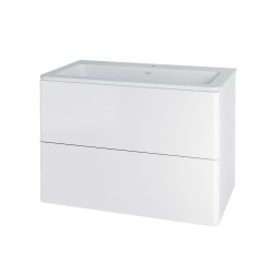 Mereo Siena, koupelnová skříňka s umyvadlem z litého mramoru 81 cm, bílá lesk (CN411M)
