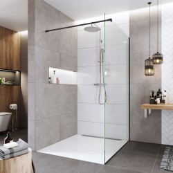 Mereo Sprchová stěna WALK IN, Novea, 70x200 cm, černý ALU, sklo Čiré (CK10600HB)