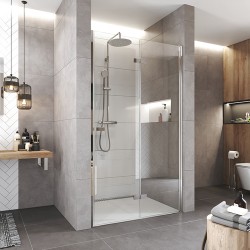 Mereo Sprchové dveře, Novea, zalamovací, 90x200 cm, chrom ALU, sklo Čiré, pravé provedení (CK10823ZP)