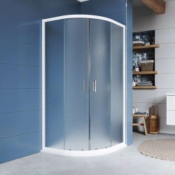 Mereo Sprchový kout, Kora, čtvrtkruh, R 550, zasunovací, 90x90 cm, bílý ALU, sklo Grape (CK35101Z)