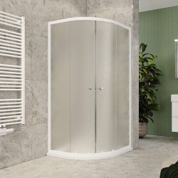 Mereo Sprchový kout, Kora Lite, čtvrtkruh, R 550, zasunovací, 90x90 cm, bílý ALU, sklo Grape (CK35121Z)