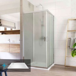 Mereo Sprchový kout, LIMA, čtverec, 90 cm, chrom ALU, sklo Point, vanička litý mramor (CK608A22KM)