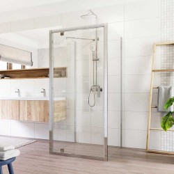 Mereo Sprchový kout Lima, čtverec do prostoru U, pivotový, 80x80x80 cm, chrom ALU, sklo Čiré (CK86813K)