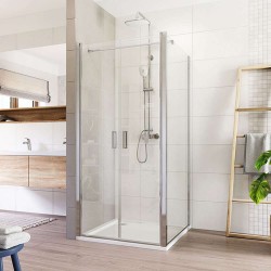 Mereo Sprchový kout, Lima, čtverec, dvoukřídlý, lítací,90x90 cm, chrom ALU, sklo Čiré (CK86523K)