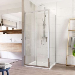 Mereo Sprchový kout, Lima, čtverec, zasunovací, 100x100 cm, chrom ALU, sklo Čiré (CK86433K)